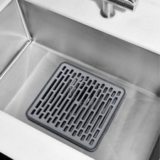 Small Sink Mat: Gray Polypropylene Kitchen Sink Protector Dish Drying Rack