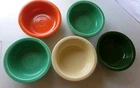 5 LOT- Vintage Fiesta 5-1/2" Fruit Bowls - Fiesta Red, Yellow, , DARK Green