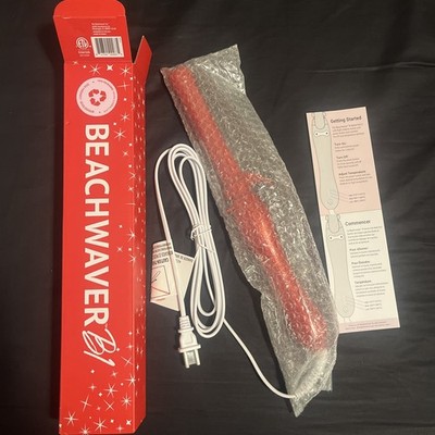 BEACHWAVER B1 - Red Glitter, Rotating Curling Ceramic Hair Iron 1'' Barrel, NIB
