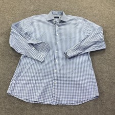 Proper Cloth Dress Shirt Mens 46 Blue Gingham Long Sleeve Spread Collar