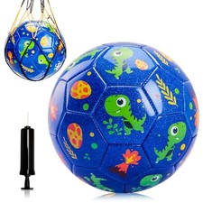Soccer Ball Size Size 3 Size 4 for Toddler Kids with Pump 2 Blue Dinosaur