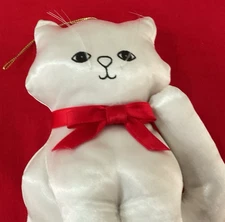 1984 Fancy Feast White Satin Cat Ornament - first one - MINT CONDITION