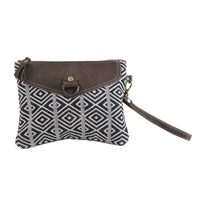 KB OHLAY WRISTLET Upcycled Wool Canvas Genuine Leather women bag western