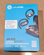JLab JBuds Open Sport Wireless Earbuds Black Bluetooth Open Ear iOS and Android