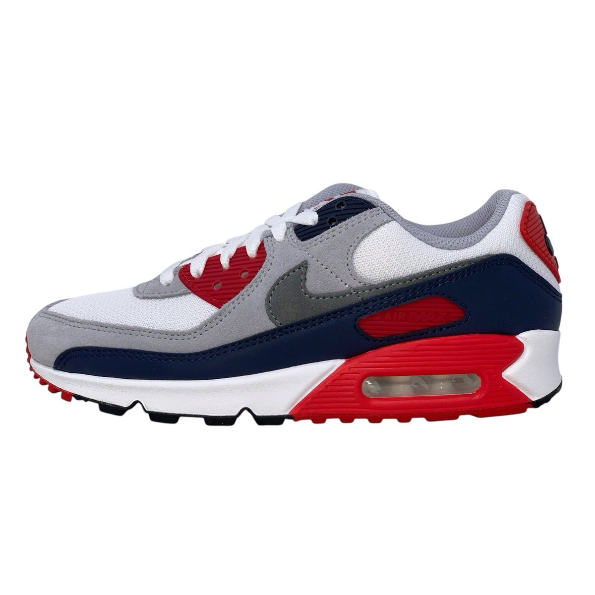 Nike Air Max 90 'USA' Gray Red Blue Sneakers, Size 7.5 / 9W BNIB