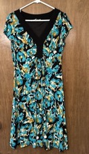 Evan Picone multicolored short sleeve v-neck flare dress