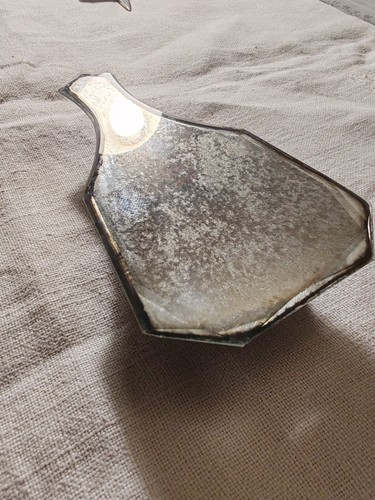 Ancien miroir face à main biseauté et son etui de cuir Façon Reptile - Picture 7 of 22