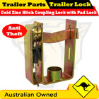 Superior Gold Zinc Hitch Coupling Lock with Padlock - Boat Box Jetski Trailer