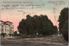 1910 REDLANDS, CA Hand-Colored Postcard Panorama "Casa Loma Terrace and Hotel"