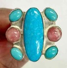 HSN Jay King Sterling Silver Rhodochrosite and Turquoise Ring Size 10 — photo 5