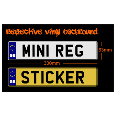 Sticker Mini Number Plate GB Frame 300mm - Reflective