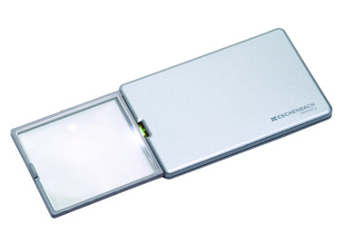 Eschenbach EasyPocket 152111 LED 'Pop'Up' silber 3x Kreditkartengröße Lupe