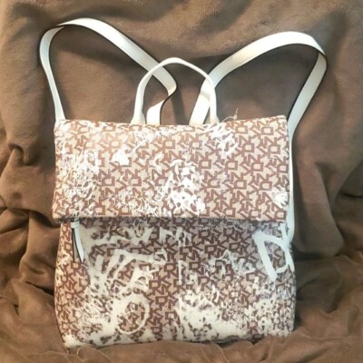 DKNY Tilly Flap Backpack - Tan/Cream - NWT DKNY Backpack Brown Bags & Handbags for Women for sale | eBay main image 3