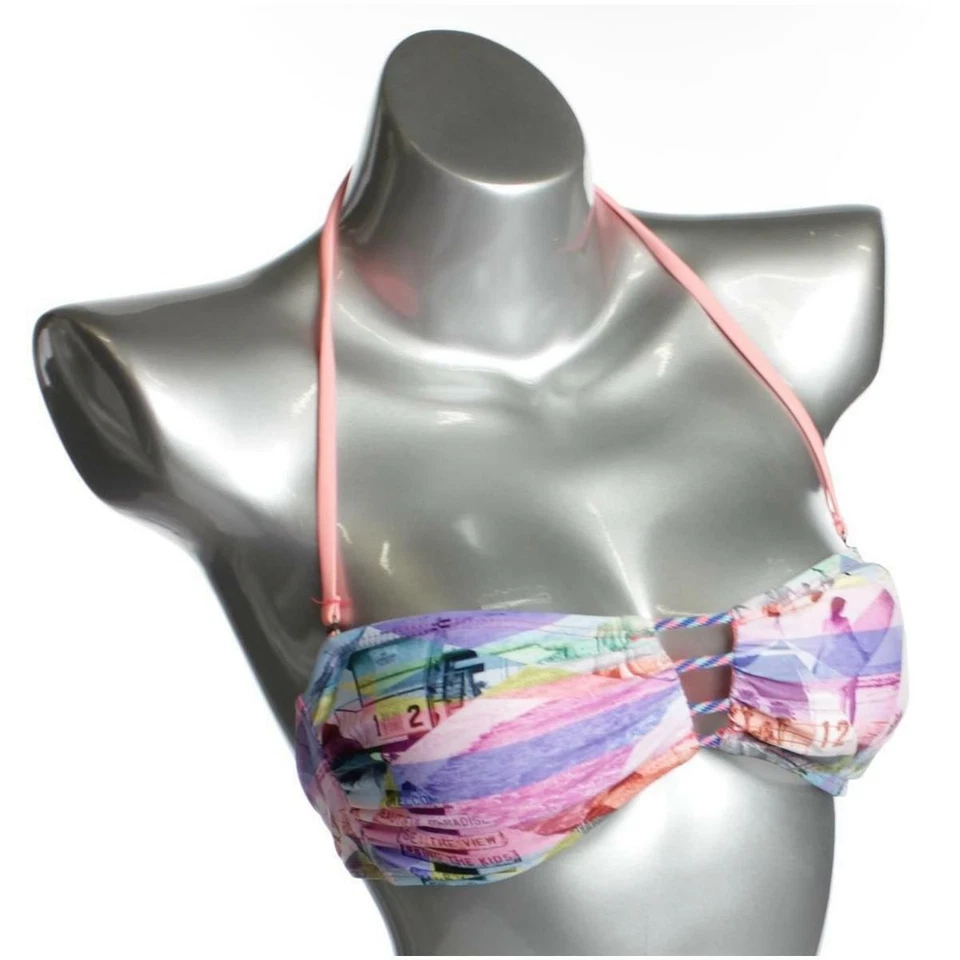 Hobie 女式 S 游泳上衣吊带粉色时尚比基尼粉色/紫色多色 — 第 2/4 张图片