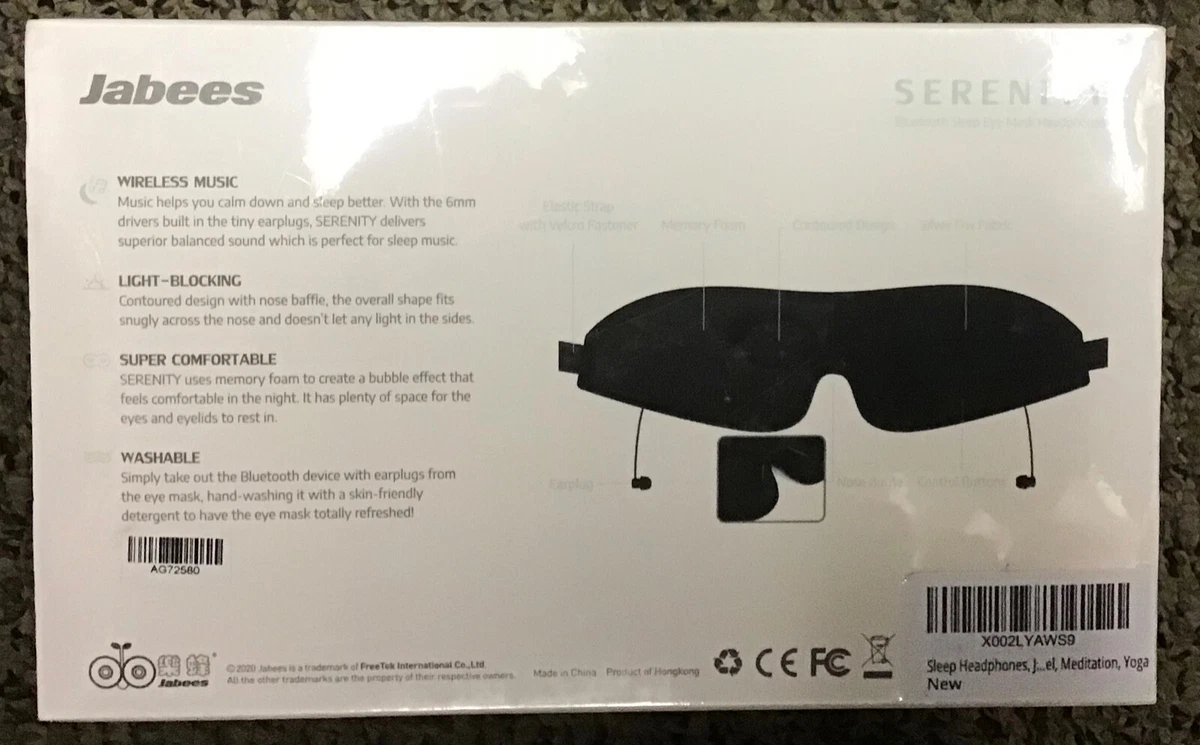 Jabees SERENITY Bluetooth Sleep Eye Mask Headphones NEW SEALED