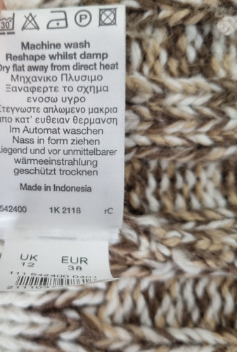 River Island Womens Wool Blend Cable Knit Brown & Cream Vest With Hood Size 12 - Picture 11 of 19