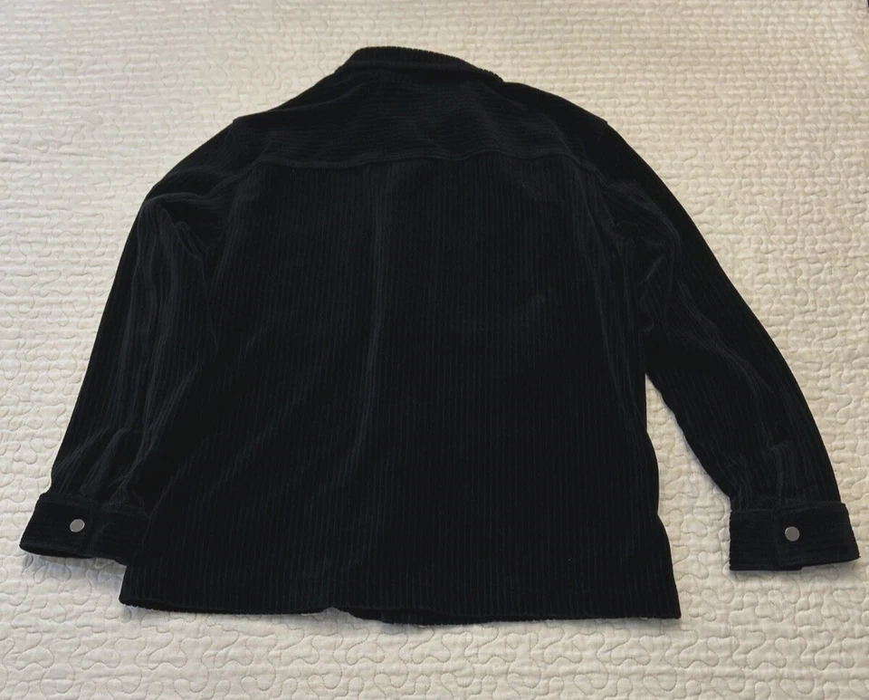 Blazer Abrigo Camisa H&M Pana Talla Grande Negro Chaqueta Broches Retro Suave Acanalado Foto 3 de 4