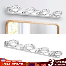 4-Light Bathroom Vanity Light Over Mirror Modern LED Crystal Wall Lamps Fixture