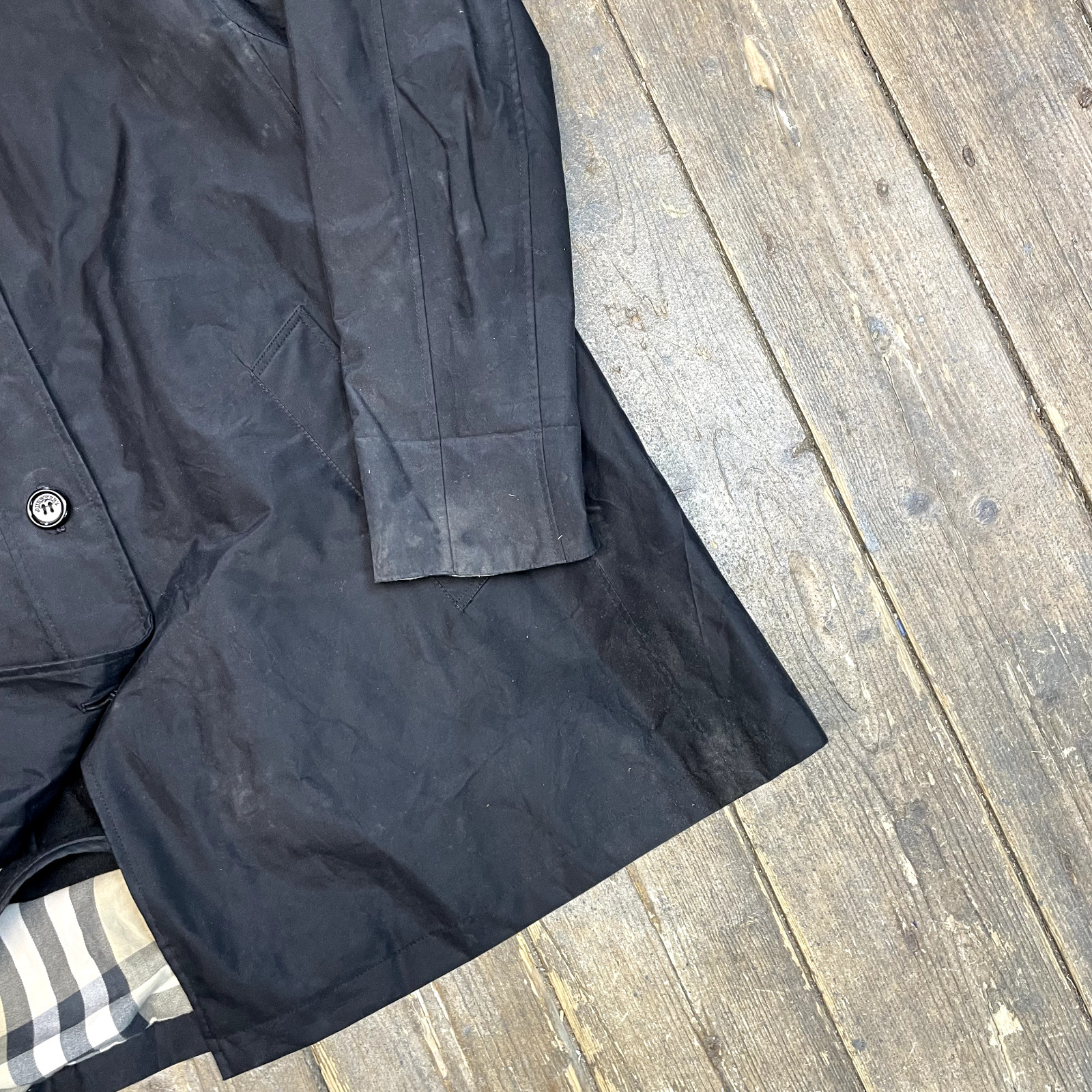 Burberry London Rain Jacket Nova Check Lined Full-Zip Coat, Black, Womens 12 image 5