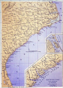 carolina map south north coast engraving 19th