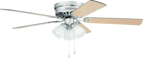 52" Flushmount Satin Nickel LED Ceiling Fan Cooling with 3 Lights Home Office