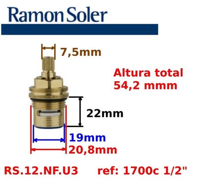 MONTURA DE CIERRE CERAMICO RAMON SOLER 1700C PARA REPUESTO GRIFO