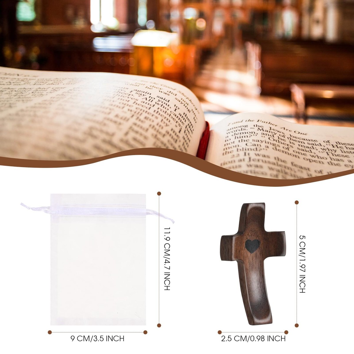 7PCS Cross My Heart Handheld Wooden Cross Encouragement Gift