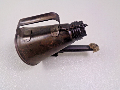 (2) Antike primitive schwere Blech Blech Öllampen - Bild 10 von 13