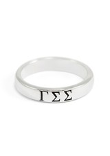 Gamma Sigma Sigma Skinny band ring with black enamel