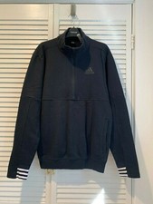 ADIDAS Black Mens Fleece Lined 1/2 Zip Pullover Jacket sz.M