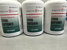 Health Docusate Sodium 250 mg Softgels Stool Softener 100ct -3 Pack -Exp 09-2026