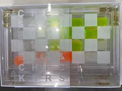 SUNNYLIFE Mini Lucite CHESS & CHECKERS Set