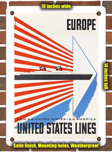 METAL SIGN - 1952 Europe New SS United States SS America United States Lines - Zdjęcie 1 z 1