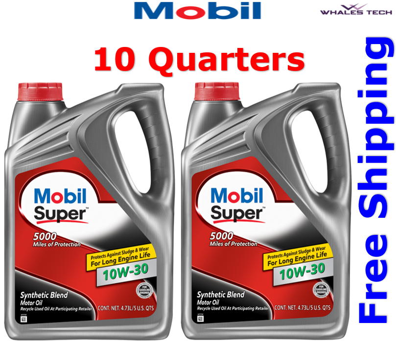 Mobil Super 10W-30 Synthetic Blend Motor Oil 10 Quart, FREE