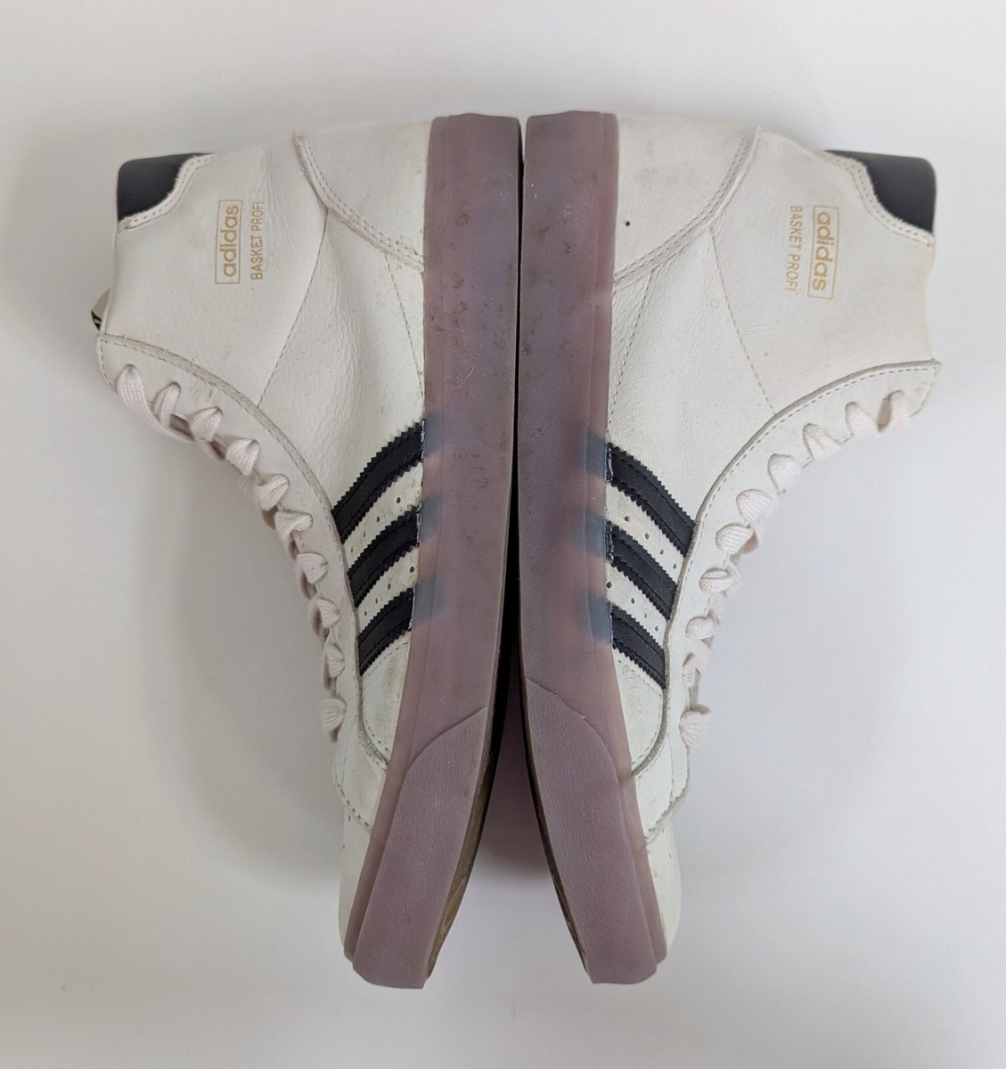 Adidas Basket Profi Chalk White Men\'s Retro Leather High Tops Size 9 FX0350 adidas Basket Pro White Leather High Top with Blue Stripes  main image 4