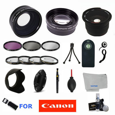 58MM Lens & Filter Kit for Canon Rebel T5i T4i T3i T3 T2I T6 T6I 18-55mm 25 Pcs