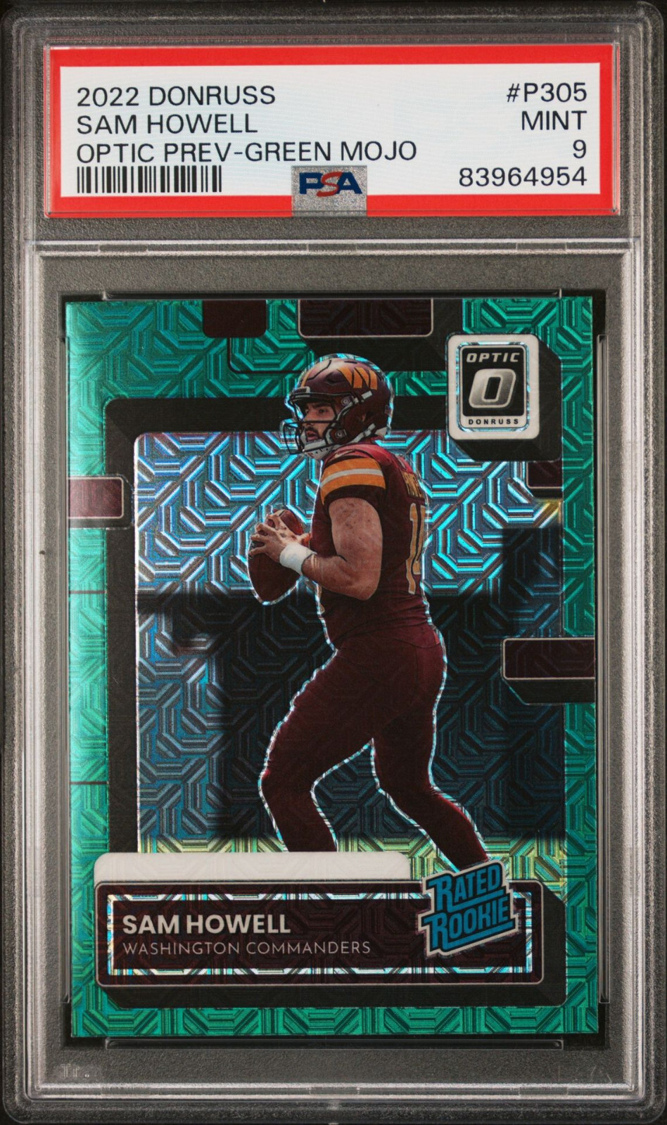2022 Panini Donruss #P305 SAM HOWELL Optic Preview Green Mojo Rookie PSA 9