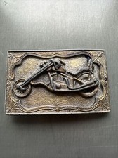 Chopper V Twin Engine Motorcycle Biker 1970s , Vintage Belt Buckle Brass