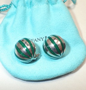 tiffany earrings silver enamel omega sterling rare