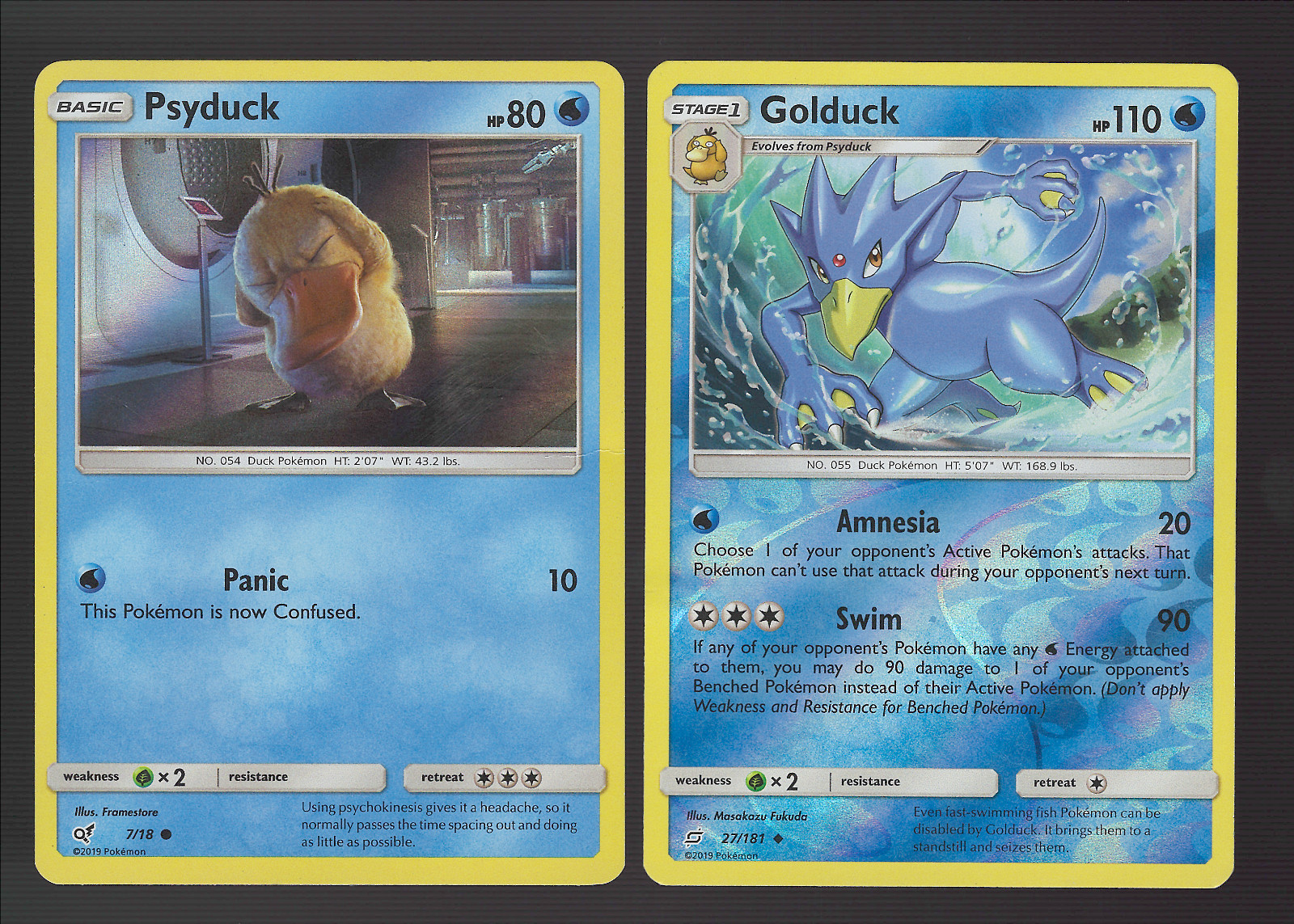 Pokemon Psyduck 7/18 Golduck 27/181 SM Detective Pikachu Team Up 2 Card Holo Lot
