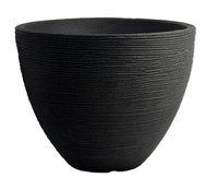 Blumentopf Rund 39 Cm - Anthrazit - Pflanz Blumen KüBel Rillen Schale Garten