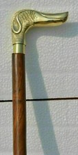 Solid Brass Designer Look Dog Head Handle With 37  Walking Stick Wooden Cane