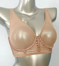 Victoria's Secret Bra Sweet Nougat Sheer Unlined Plunge Mesh Strappy
