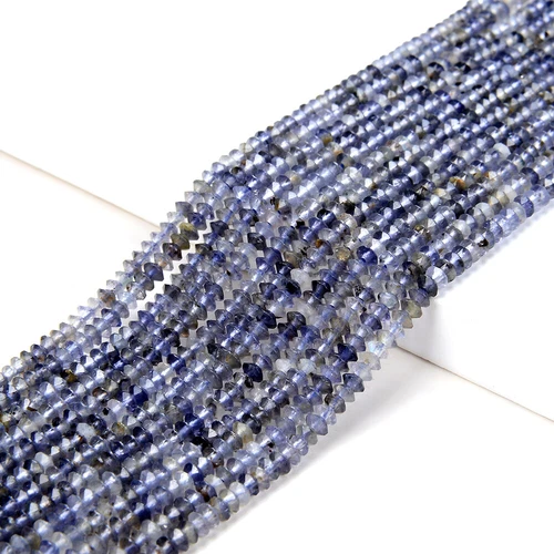 3X2MM Iolite Gemstone AA Bicone Faceted Rondelle Saucer 15.5 inch (80009466-P34) - Picture 3 of 3