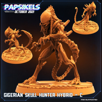 Gigerian Skull Hunter Hybrid C Predator Alien AVP 32mm Papsikels 8K 3D print