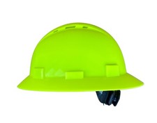 Hi Viz Yellow Full Brim Hard Hat with with Fas-trac Suspension