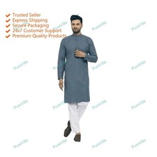 Mens Kurta Traditional Mens Wear Cotton Color Gray Kurta Mens Designer Kurta
