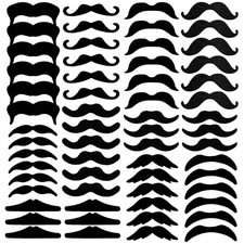 Novelty Fake Mustaches 60 Pcs Black Self Adhesive, 10 Designs