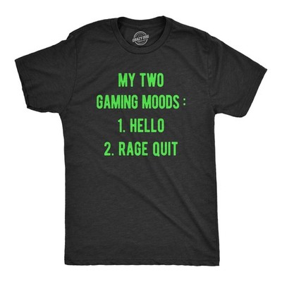 Mens My Two Gaming Moods T Shirt Funny Video Gamer Anger Joke Tee for Guys