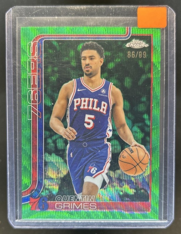 2025-26 Topps Chrome Quentin Grimes Green Wave Refractor #/99 76ers